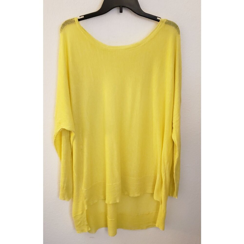 Unbranded Citrus Yellow Linen Blend Pullover Sheer Tunic Top Size L/XL